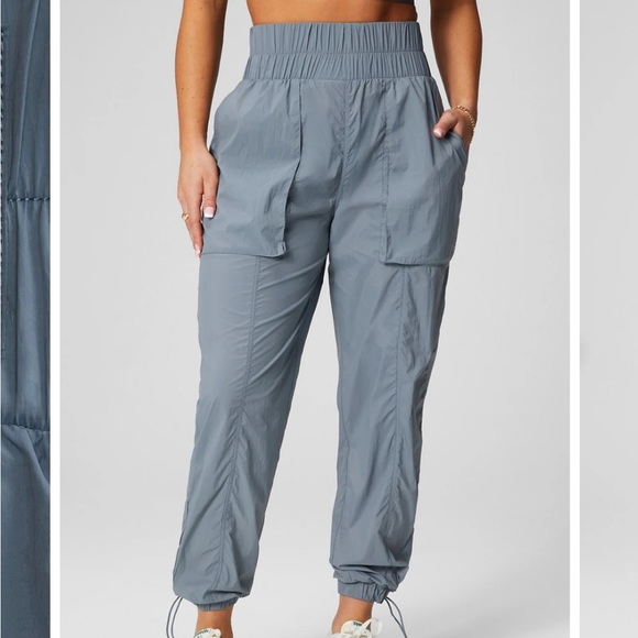 Fabletics Grey Ultra High Waisted Piped Nylon Pants - Picture 4 of 6